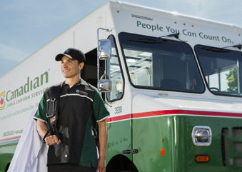 Image of CSR with Canadian Linen truck