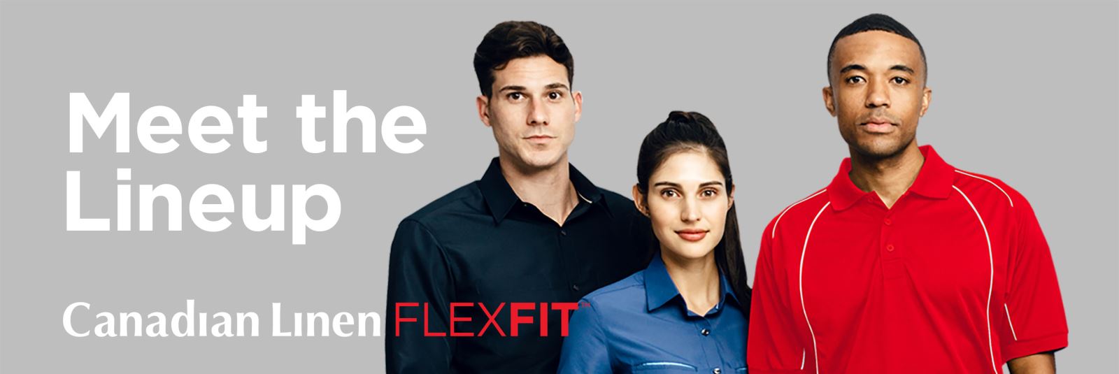Meet the Lineup three models wearing flexFit